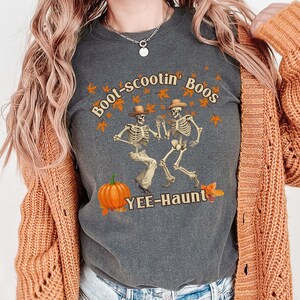 Comfort Colors cute Country Dancing skeletons Halloween shirt, dancing skeletons halloween, cowboy halloween shirt, western halloween shirt,