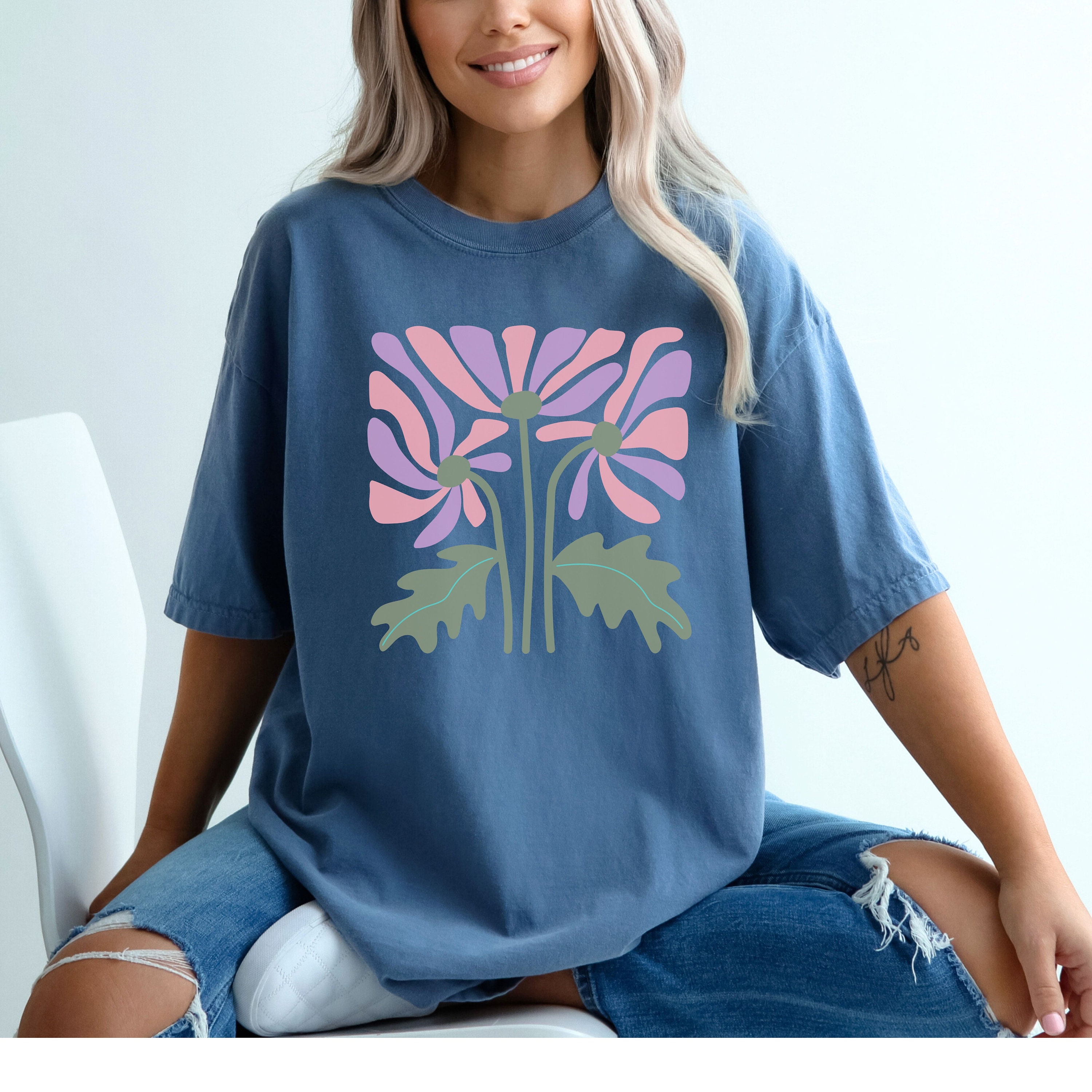 Comfort Colors Wildflower Tshirt With Vintage Art Deco/art Nouveau ...