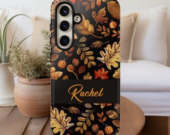 Trendy Boho Fall Floral Autumn Leaf iPhone 17 16 15 14 13 Case Samsung S26 25 24 23 22 21 Impact Resistant Great gift for her9955