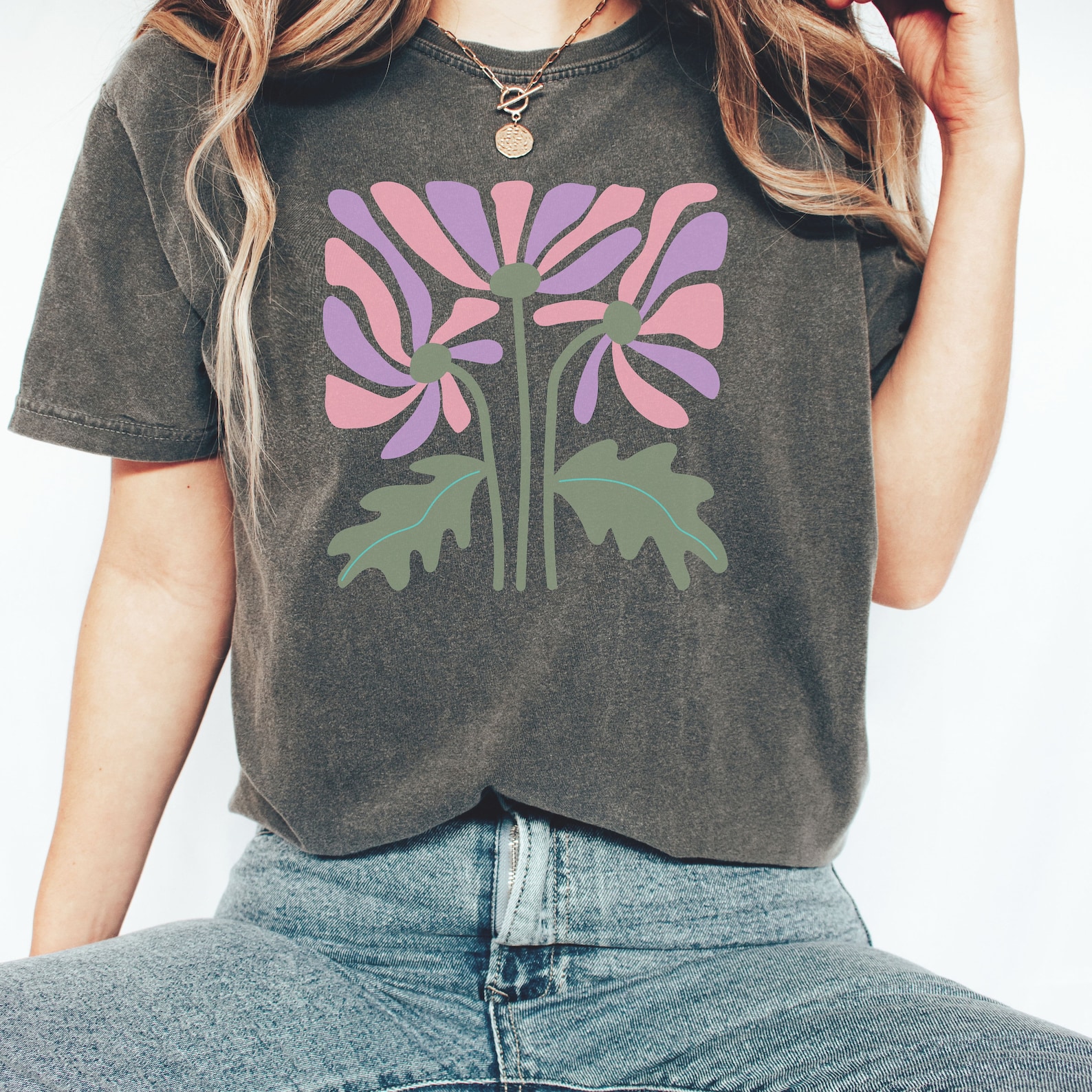 Comfort Colors Wildflower Tshirt With Vintage Art Deco/art Nouveau ...