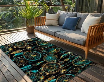 Dreamcatcher Outdoor Plastic straw 4x6 ft. Waterproof Rug for Patio, Garden, Pool Deck Mat - Perfect Beach Camping RV Rug great gift