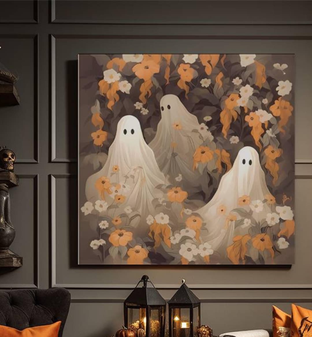 Dark Moody Halloween Ghost Fine Art Paper Print Fall Home Decor Vintage ...