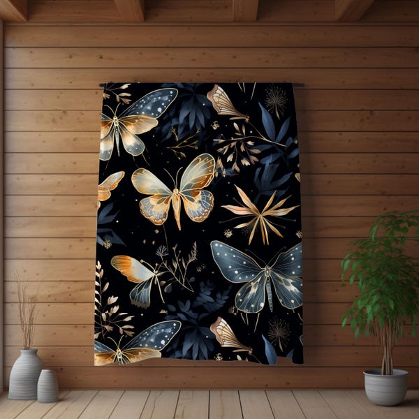 Dark Moody Cottagecore Butterfly Home Decor Blanket/Throw Fall Farmhouse Deco Couch Throw Christmas Cozy Blanket Bedding Great gift 88829