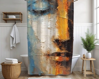 Moderner Kunst-Maximalist-Duschvorhang, eklektisches künstlerisches Badezimmerdekor
