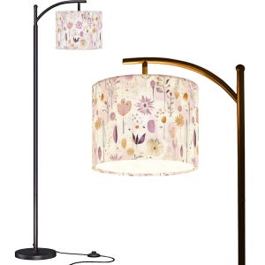Boho Pink Floral Cottagecore Lamp Remote Control Floor Lamp Retro Decor ...