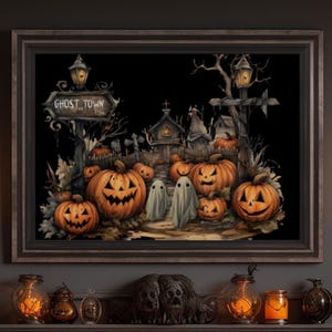 Dark Moody Halloween Ghost Fine Art Paper Print Fall Home Decor Spooky Fall Art Ghost Fall Wall Art Cottage Halloween Party Decor 2025