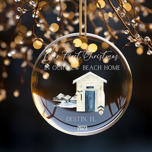 New Beach Home Personalized Ornament Housewarming Gift Christmas Our Home on the Beach Ornament First Christmas Ornament Housewarming gift