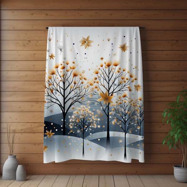 Scandinavian Folk Art Trees Home Decor Luxe Blanket/Throw Farmhouse MCM Home Decor Couch Throw Christmas Cozy Blanket housewarming gift 9942