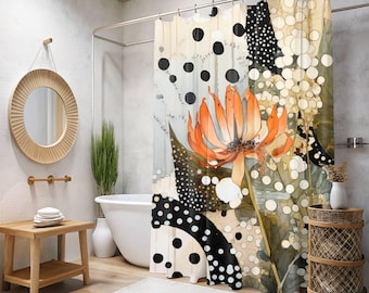 Cute Boho Floral Bathroom Decor Shower Curtain Flower Bath Decor Shower Cottagecore Eclectic Maximalist Bathroom Decor Whimsical Bath 74169