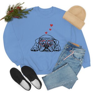 Cute Bulldog mama Sweatshirt, Bulldog lover sweatshirt, love Bulldog sweatshirt, love my Bulldog Bulldog dad,funny bulldog mama gift, Carolina Blue