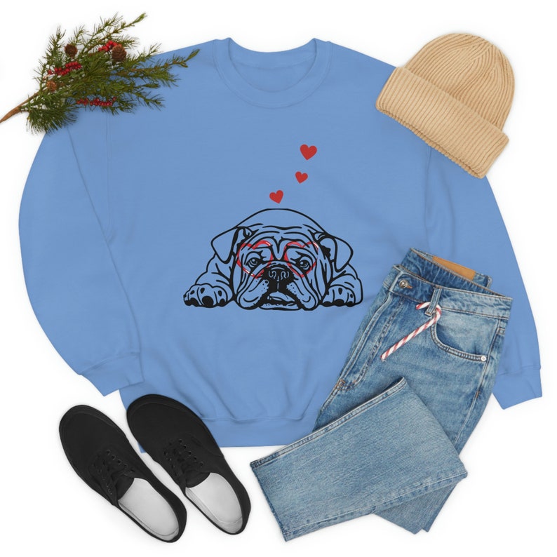 Cute Bulldog mama Sweatshirt, Bulldog lover sweatshirt, love Bulldog sweatshirt, love my Bulldog Bulldog dad,funny bulldog mama gift, Carolina Blue