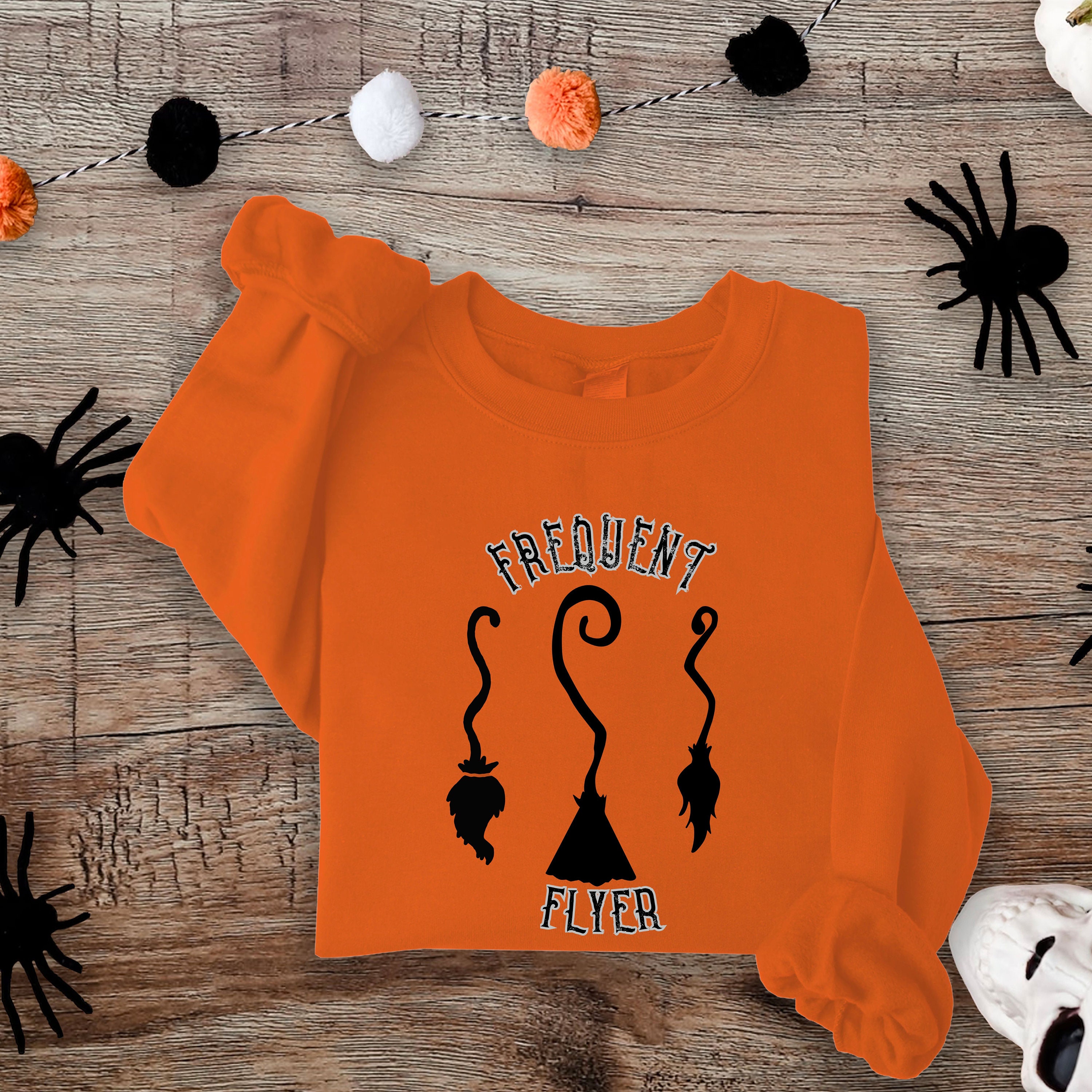 Discover Cute Witchy Halloween sweatshirt, Frequent Flyer witches broom Halloween party costume, funny Halloween witch , mtching family pumpkin patch