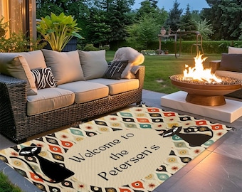 Custom MCM Outdoor Plastic straw 4x6 ft. Waterproof Rug for Patio, Garden, Pool Deck Mat - Perfect Beach Camping RV Rug great gift