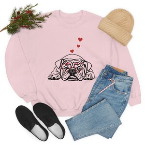 Cute Bulldog mama Sweatshirt, Bulldog lover sweatshirt, love Bulldog sweatshirt, love my Bulldog Bulldog dad,funny bulldog mama gift, Light Pink