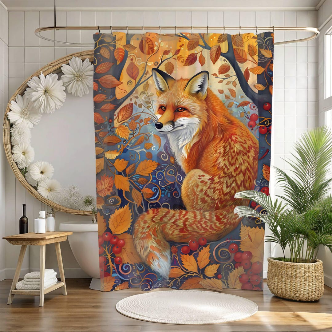 Dark Cottagecore Woodland Fox Bath Shower, Fall Bathroom Decor, Dark ...