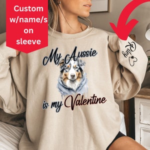 Custom Australian Shepherd Womens Valentines Day Shirt, Cute Australian shepherd Valentines Day Shirt,Womens Valentine&#39;s Tee For Aussie Mama