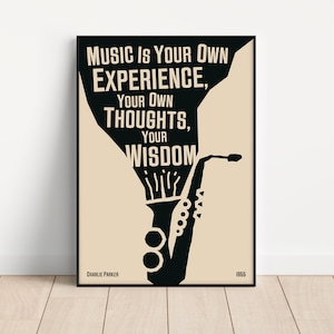 Póster de jazz / Charlie Parker / Saxofón / Arte mural musical / Impresión de jazz / Compra 3 y obtén un 15 % de descuento con el código DALSTON3