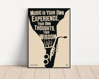 Póster de jazz de Charlie Parker: Arte mural con música de saxofón