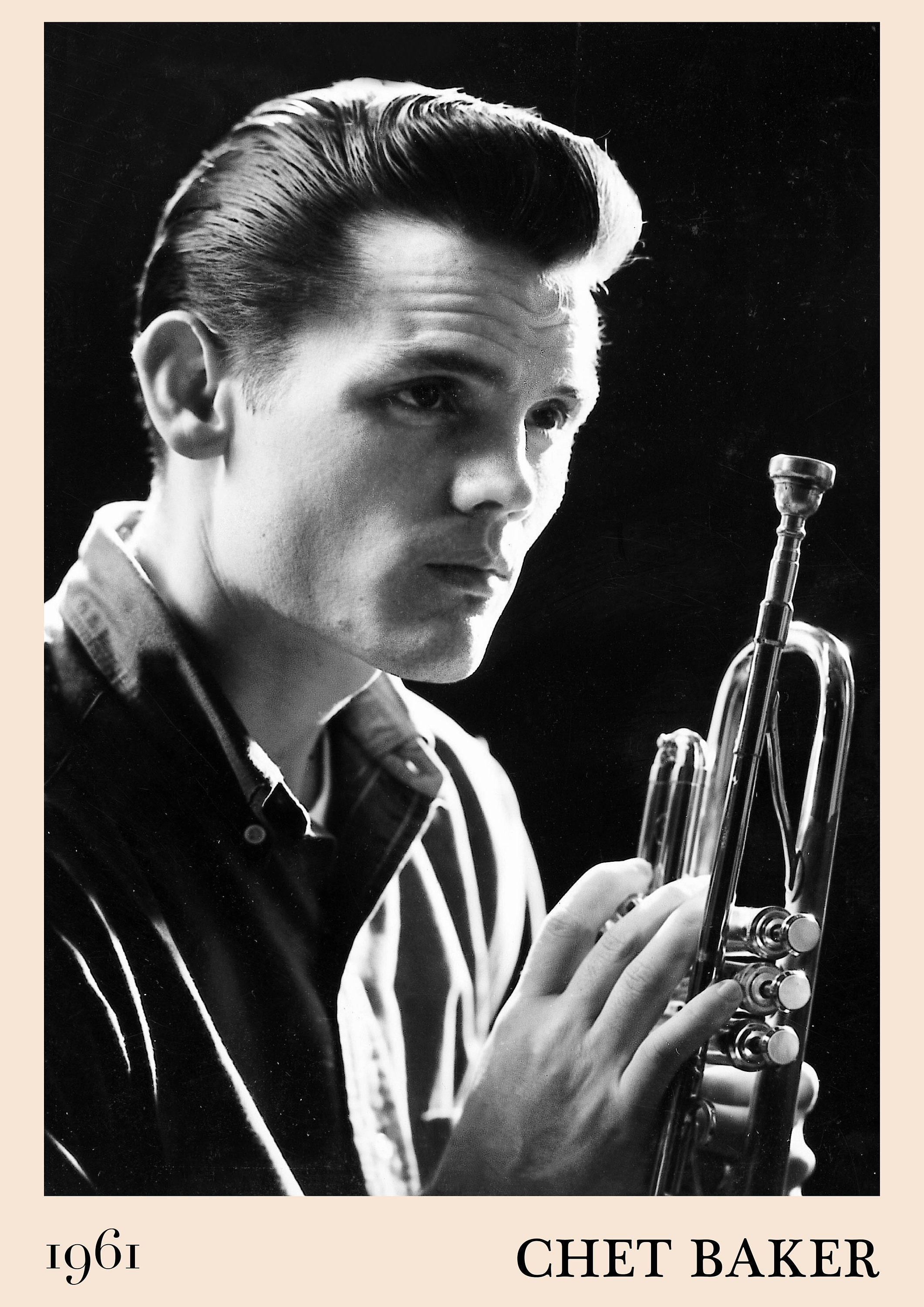 Poster Chet Baker A3 – Papier, Portrait Jazz Légende, Neuf