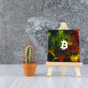 Bitcoin Crypto Art Canvas, Original Acrylic Painting