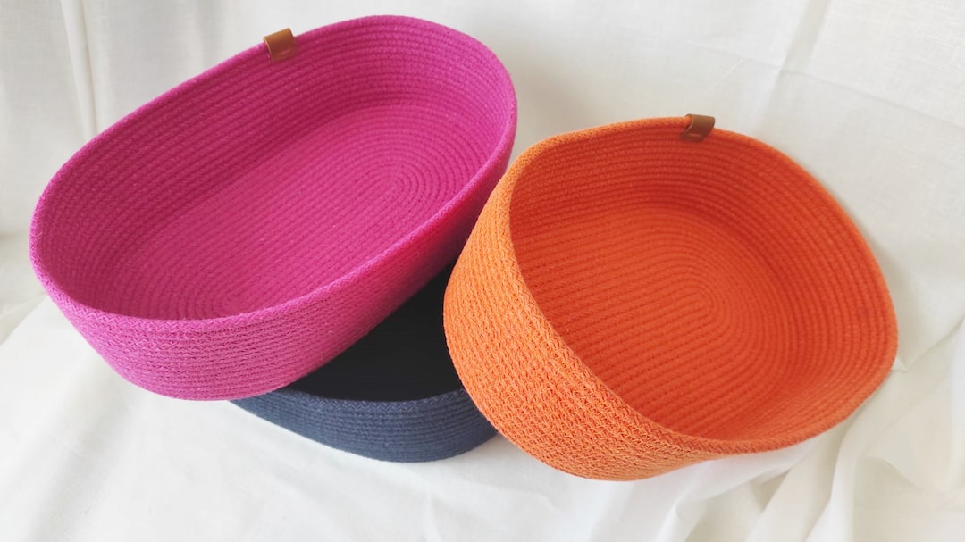 Cotton Rope Baskets, Rustic Baskets, Square Cotton Rope Baskets