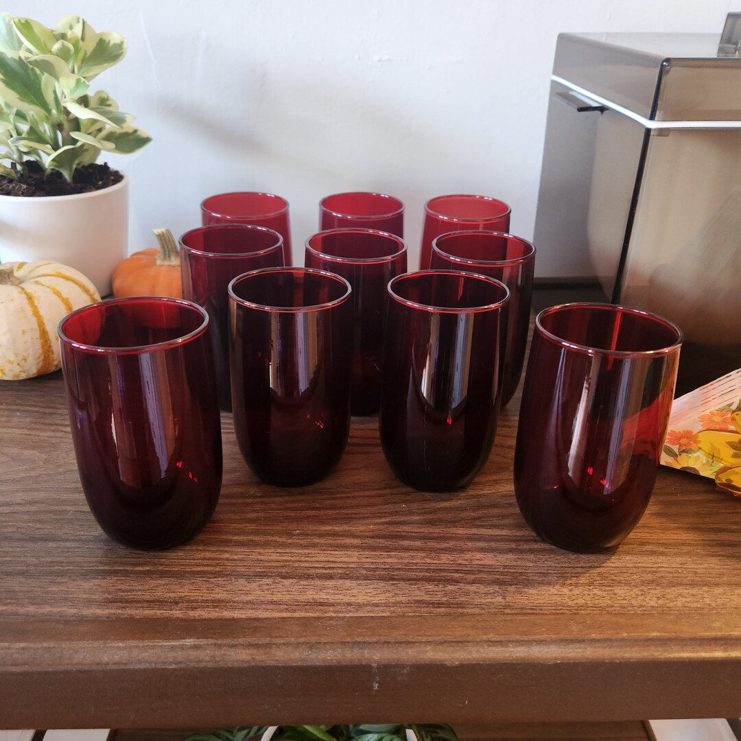 Anchor Hocking Roly Poly Ruby Red Juice Glasses Etsy
