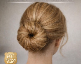 Chignon Hair Extension – Low Bun Hairpiece Real Human Hair – Elegant Chignon Bun for Thin Hair – Bridal Low Bun Extension – Instant Low Bun