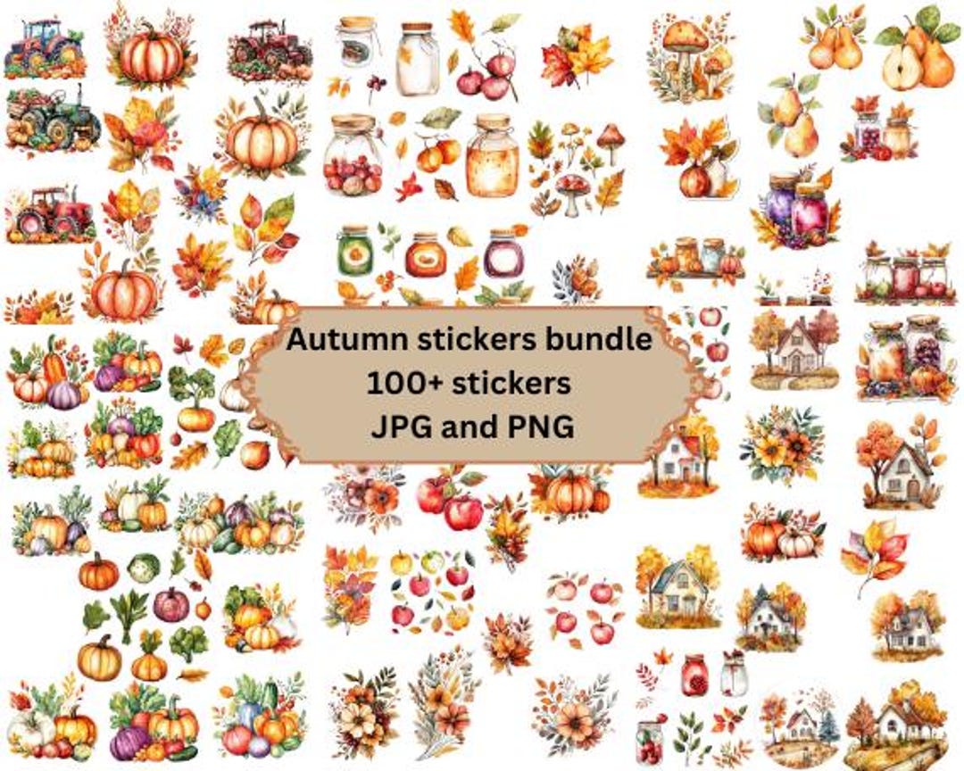 Autumn Stickers, Fall Sticker Set, Downloadable and Printable Bundle ...