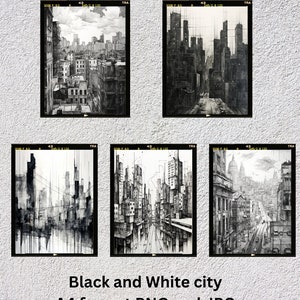 Black and White city Posters, City clipart, City pictures, City print set, Digital Download, Urban Poster, Art Gallery, printable decoration