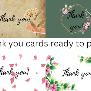 Ready to print thank you cards|thank you cards for wedding