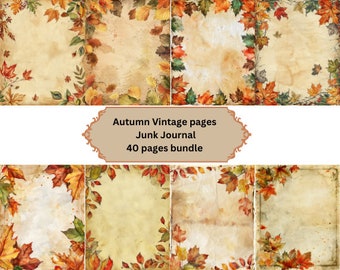 Vintage Autumn Leaves Junk Journal Pages, Printable Paper (Digital Download)