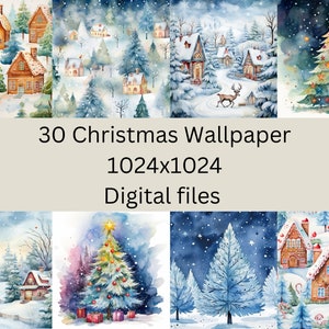 Christmas Wallpaper, Festive Square Papers, Journal Pages,  Scrapbook Cards, Junk Journal, Christmas Papers, Commercial Use
