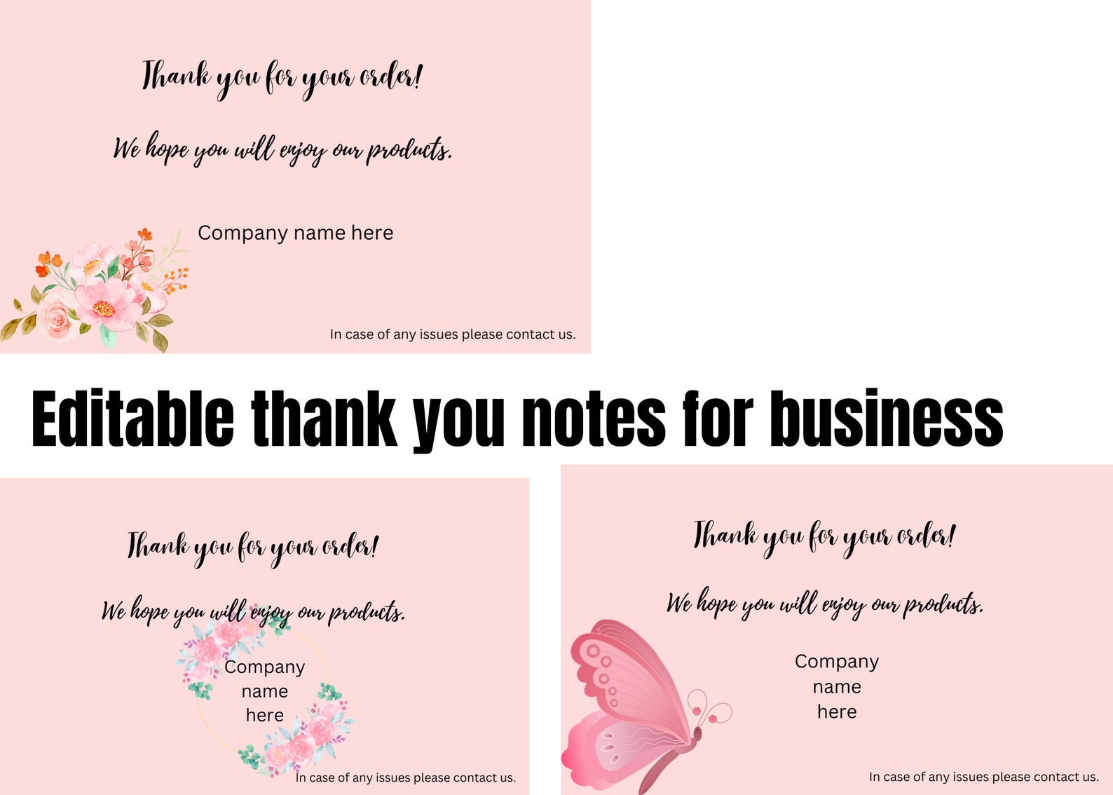 Editable and Printable Thank You Cards for Business Etsy
