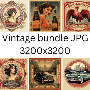 Vintage bundle JPG, Vintage photos, Vintage labels, junk journal, Vintage printable labels 24 PCS bundle, vintage lover