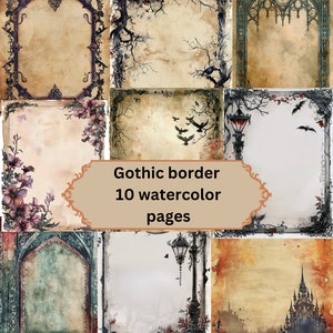 Gothic Bordüre, Dunkel Scrapbook Seite, Collage Sheet, Digital Download, Junk Journal Papiere, viktorianischen Journal Seite, bedruckbares Papier
