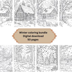Winter Wonderland Coloring Pages: Cozy Cabins & Snowflakes (digital ...
