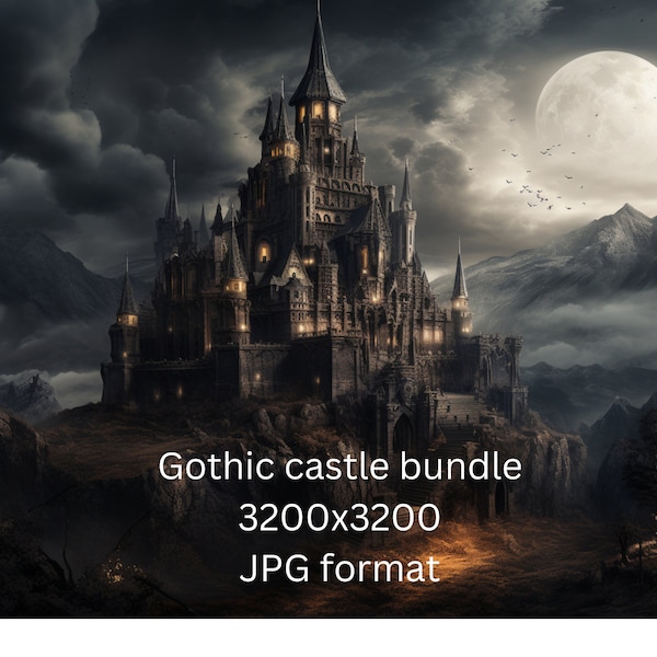 Gothic castle bundle, 3200x3200, goth clipart, gothic images, junk journal, gothic world, goth girl, goth boy, dreams journal