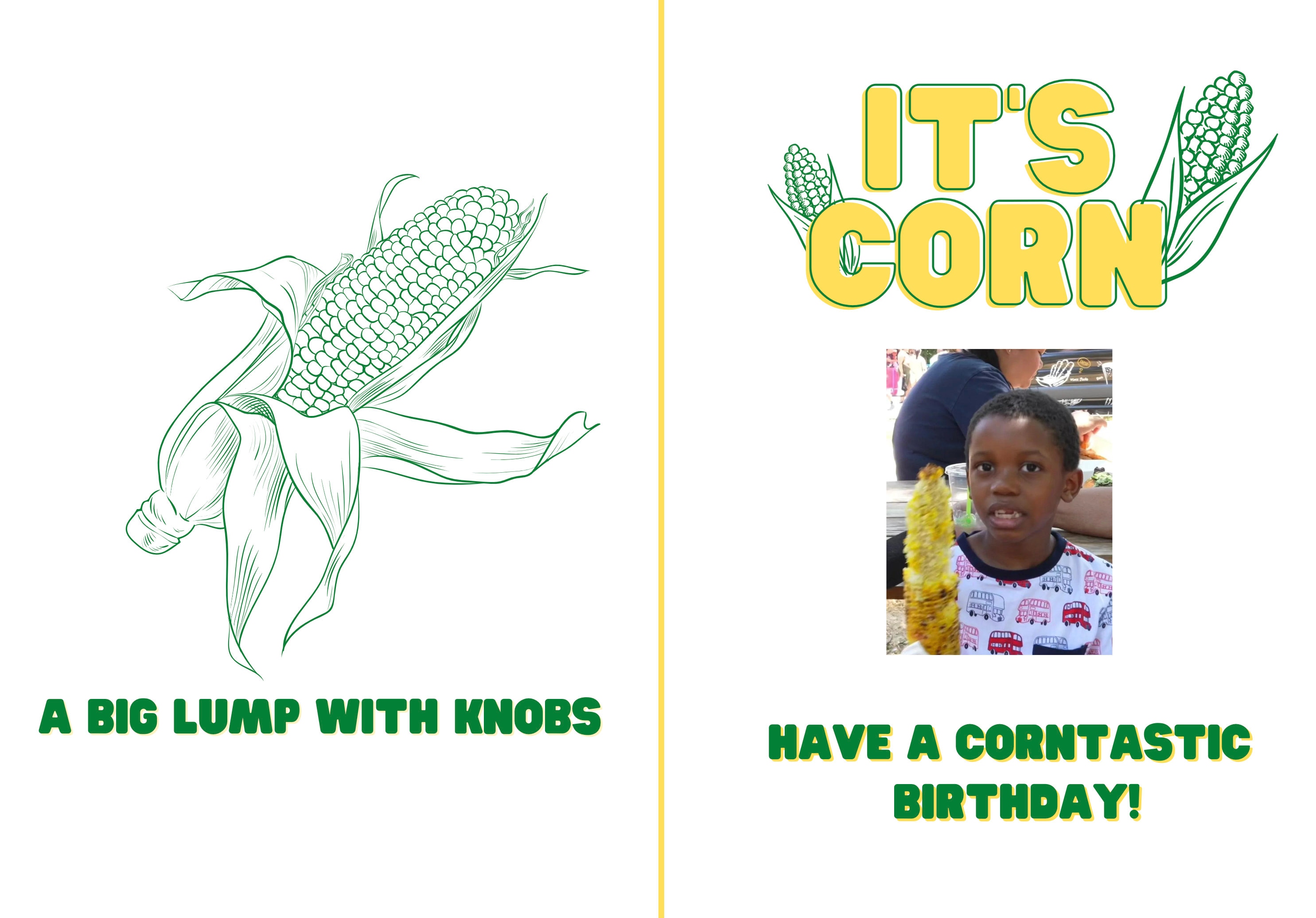 Its Corn Script Instant Printable and Downloadable It's Corn Happy Birthday Card, Its ...