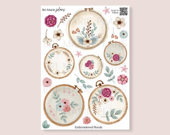 Embroidered Florals | Printable Planner and Journal Stickers