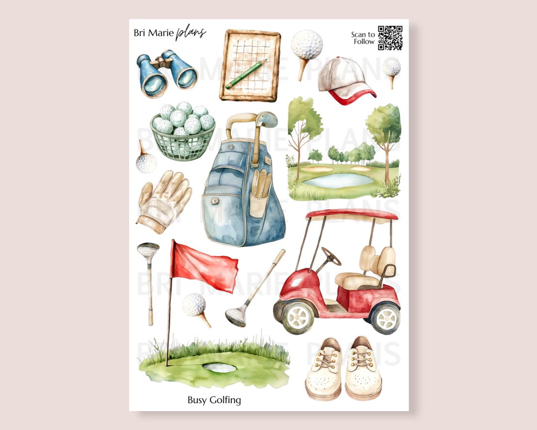 Busy Golfing Sticker Sheet | Golf Planner Stickers | Country Club ...