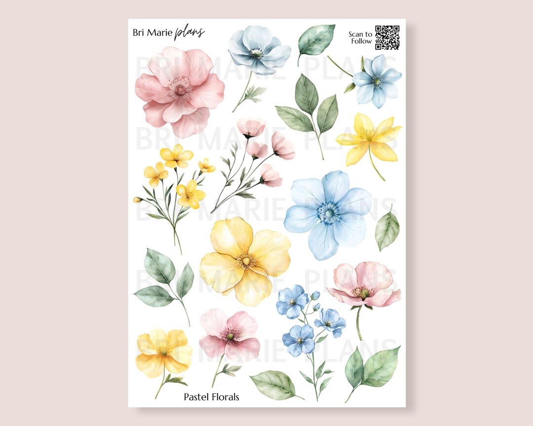 Pastel Florals | Printable Planner and Journal Stickers - Etsy