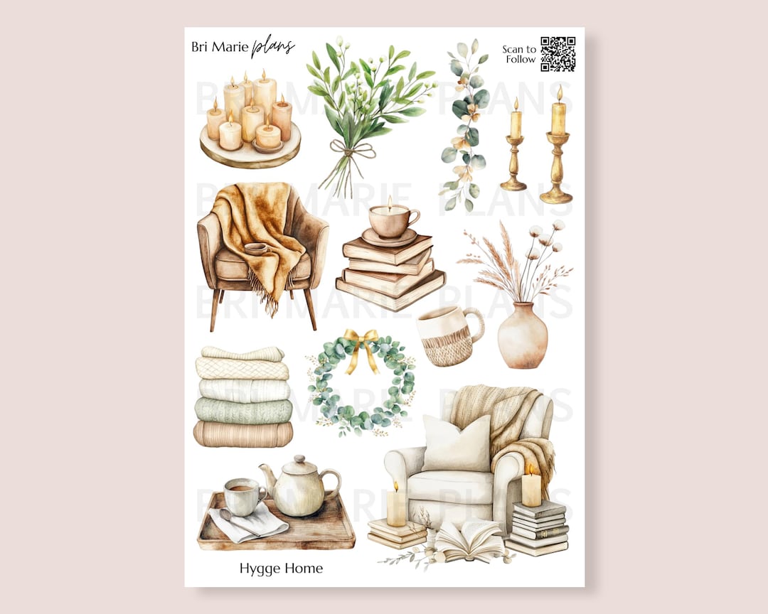 Hygge Home Sticker Sheet | Cozy Home Planner Stickers | Neutral ...