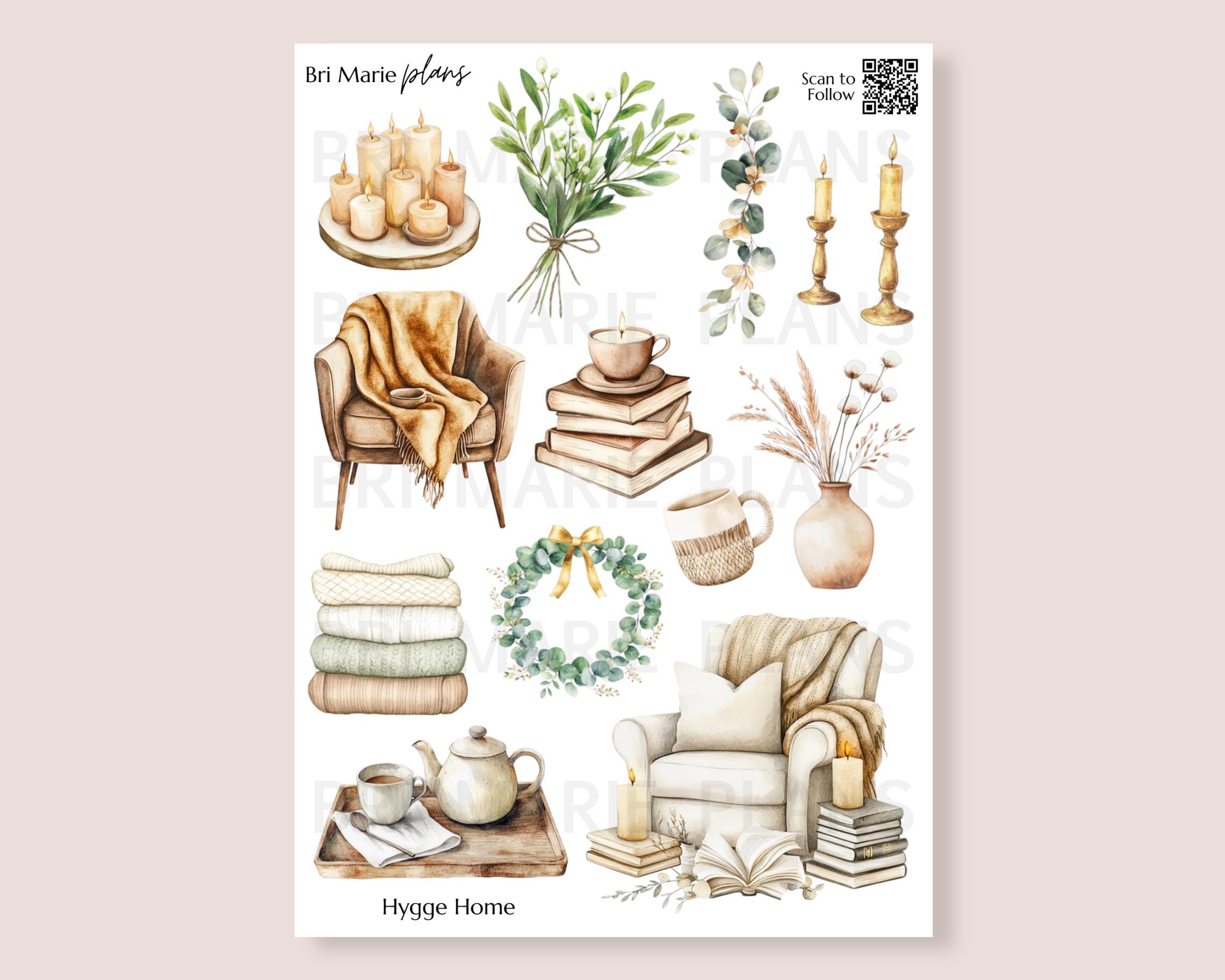 Hygge Home Sticker Sheet | Cozy Home Planner Stickers | Neutral ...