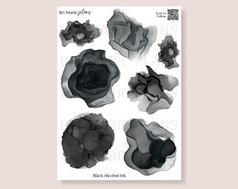 Black Alcohol Ink | Printable Planner Stickers