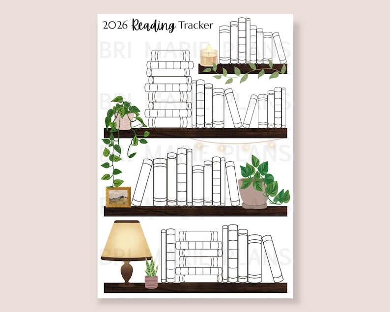2026 Reading Tracker | Printable Bookshelf Reading Log (50 Books ...