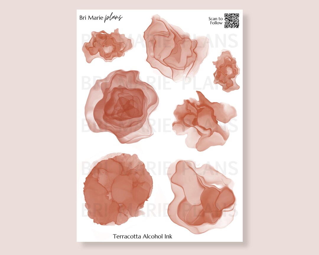 Terracotta Alcohol Ink | Printable Planner Stickers - Etsy