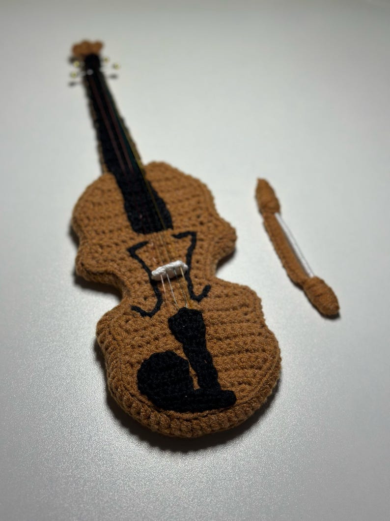 Crocheted Instruments Music Mini Violin Crochet Toy, Plush Musical Instrument, Handmade Amigurumi ...