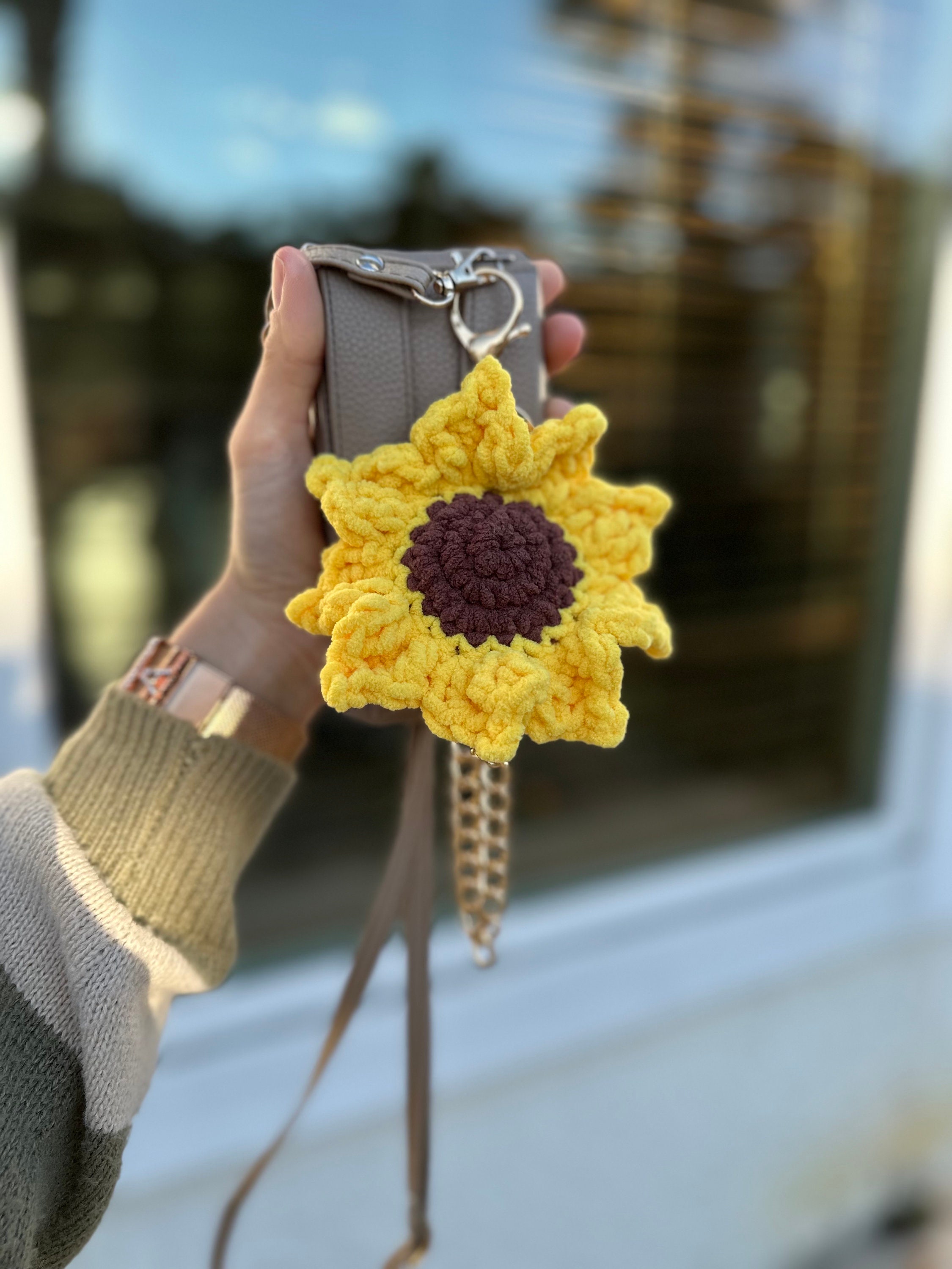Luchike Llaveros De Ganchillo Dulce Estrella, Luna, Sol, Girasol, Bolsa De Accesorios De Decoración De Equipaje, Colgante Colgante De Coche, Moon