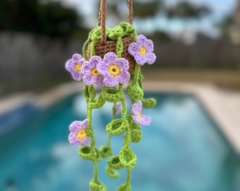 Handgemaakt gehaakt madeliefje, amigurumi-potbloemplant, gebreid hangend autoaccessoire