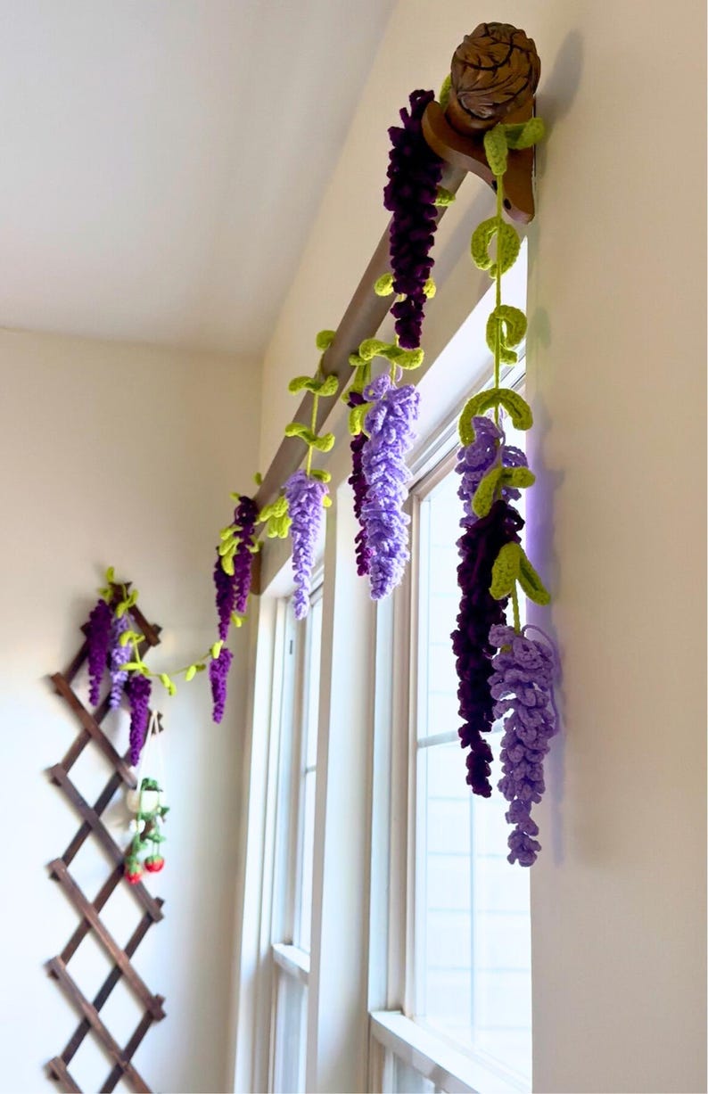 Crochet Hanging Wisteria Plant Pattern – Cute Office and Home Decor | Digital Download PDF | DIY Floral Wall Art | Handmade Gift Idea